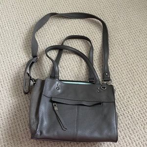 Gray Leather Shoulder Bag